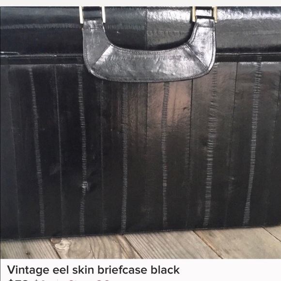 Eel skin business briefcase/ laptop - Black - Picture 7 of 8